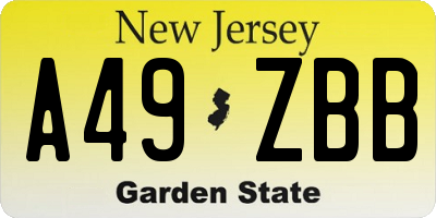 NJ license plate A49ZBB
