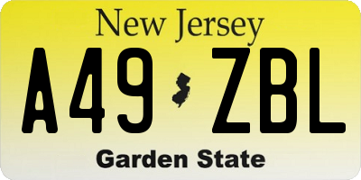 NJ license plate A49ZBL
