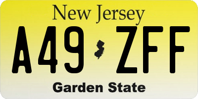 NJ license plate A49ZFF
