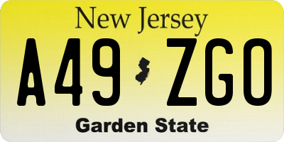 NJ license plate A49ZGO