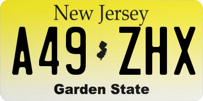 NJ license plate A49ZHX