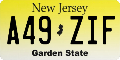 NJ license plate A49ZIF