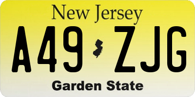 NJ license plate A49ZJG