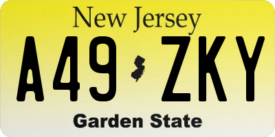 NJ license plate A49ZKY