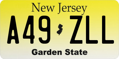 NJ license plate A49ZLL
