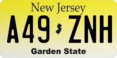NJ license plate A49ZNH