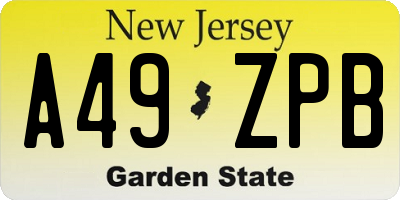 NJ license plate A49ZPB
