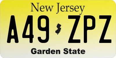 NJ license plate A49ZPZ