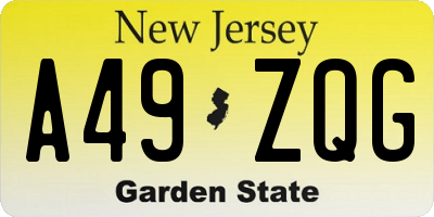 NJ license plate A49ZQG