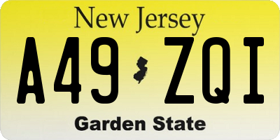 NJ license plate A49ZQI