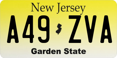 NJ license plate A49ZVA