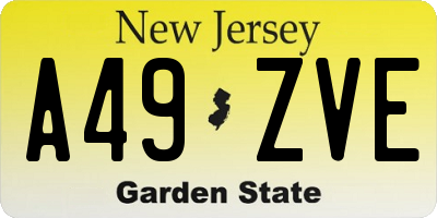 NJ license plate A49ZVE