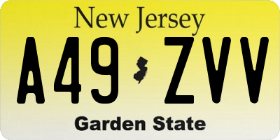 NJ license plate A49ZVV