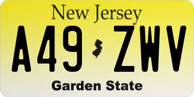 NJ license plate A49ZWV