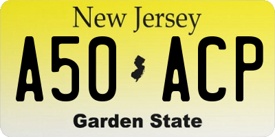 NJ license plate A50ACP
