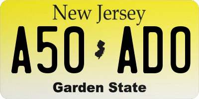 NJ license plate A50ADO