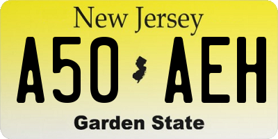 NJ license plate A50AEH