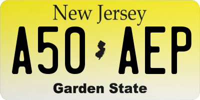 NJ license plate A50AEP