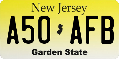 NJ license plate A50AFB
