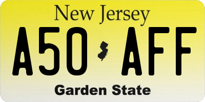 NJ license plate A50AFF