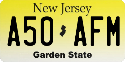 NJ license plate A50AFM