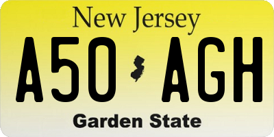 NJ license plate A50AGH