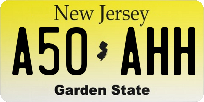 NJ license plate A50AHH