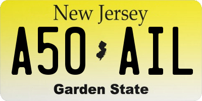 NJ license plate A50AIL