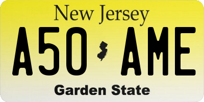NJ license plate A50AME