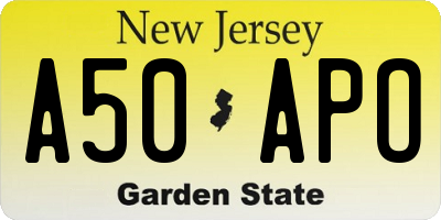 NJ license plate A50APO