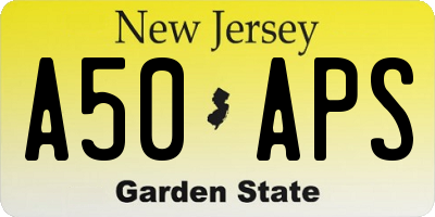 NJ license plate A50APS