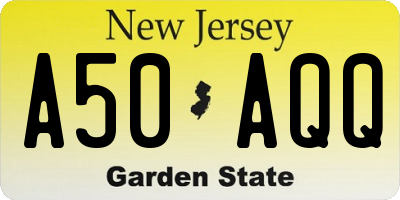 NJ license plate A50AQQ