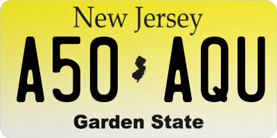 NJ license plate A50AQU