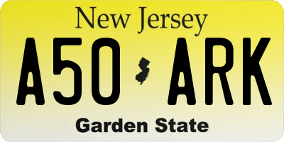NJ license plate A50ARK
