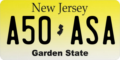 NJ license plate A50ASA