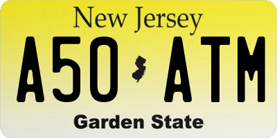 NJ license plate A50ATM