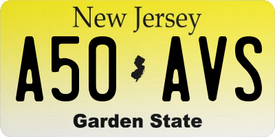 NJ license plate A50AVS