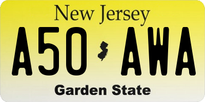 NJ license plate A50AWA