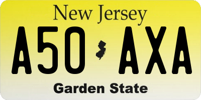 NJ license plate A50AXA