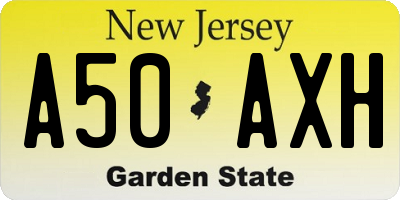 NJ license plate A50AXH