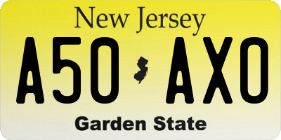 NJ license plate A50AXO