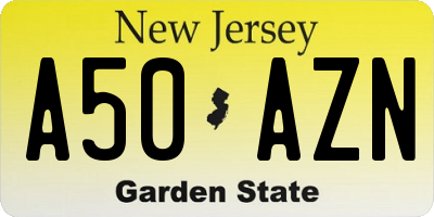 NJ license plate A50AZN