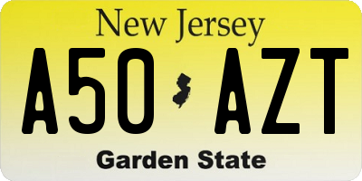 NJ license plate A50AZT