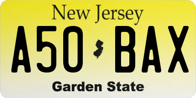 NJ license plate A50BAX