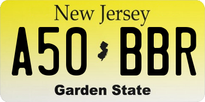 NJ license plate A50BBR