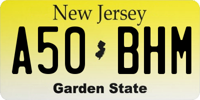 NJ license plate A50BHM