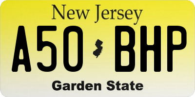 NJ license plate A50BHP