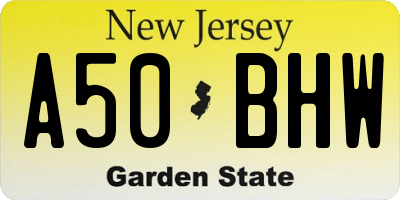 NJ license plate A50BHW