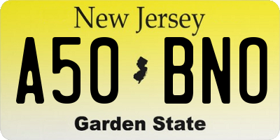 NJ license plate A50BNO