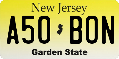 NJ license plate A50BON